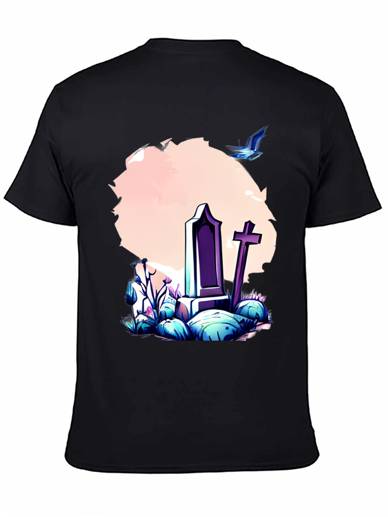 Grave Scene Graphic Tee - Stylish Comfort