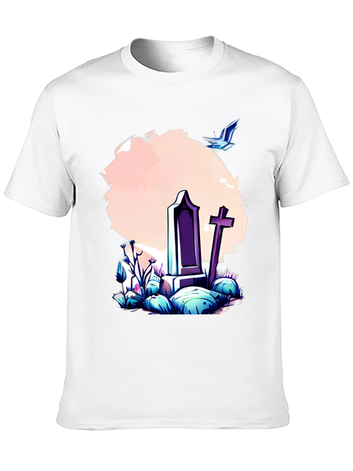 Grave Scene Graphic Tee - Stylish Comfort