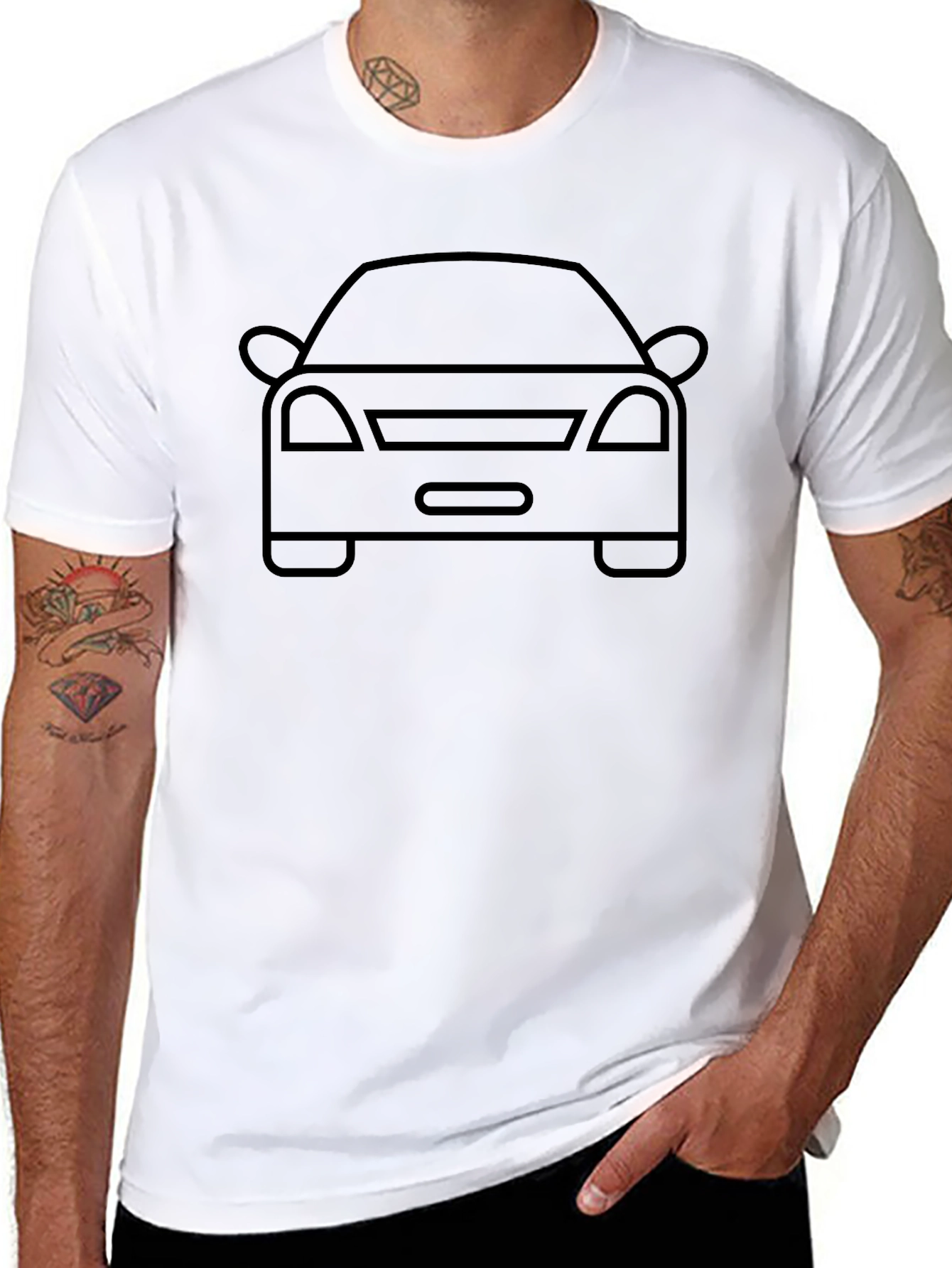 Car Outline Graphic Tee - Minimalist Style