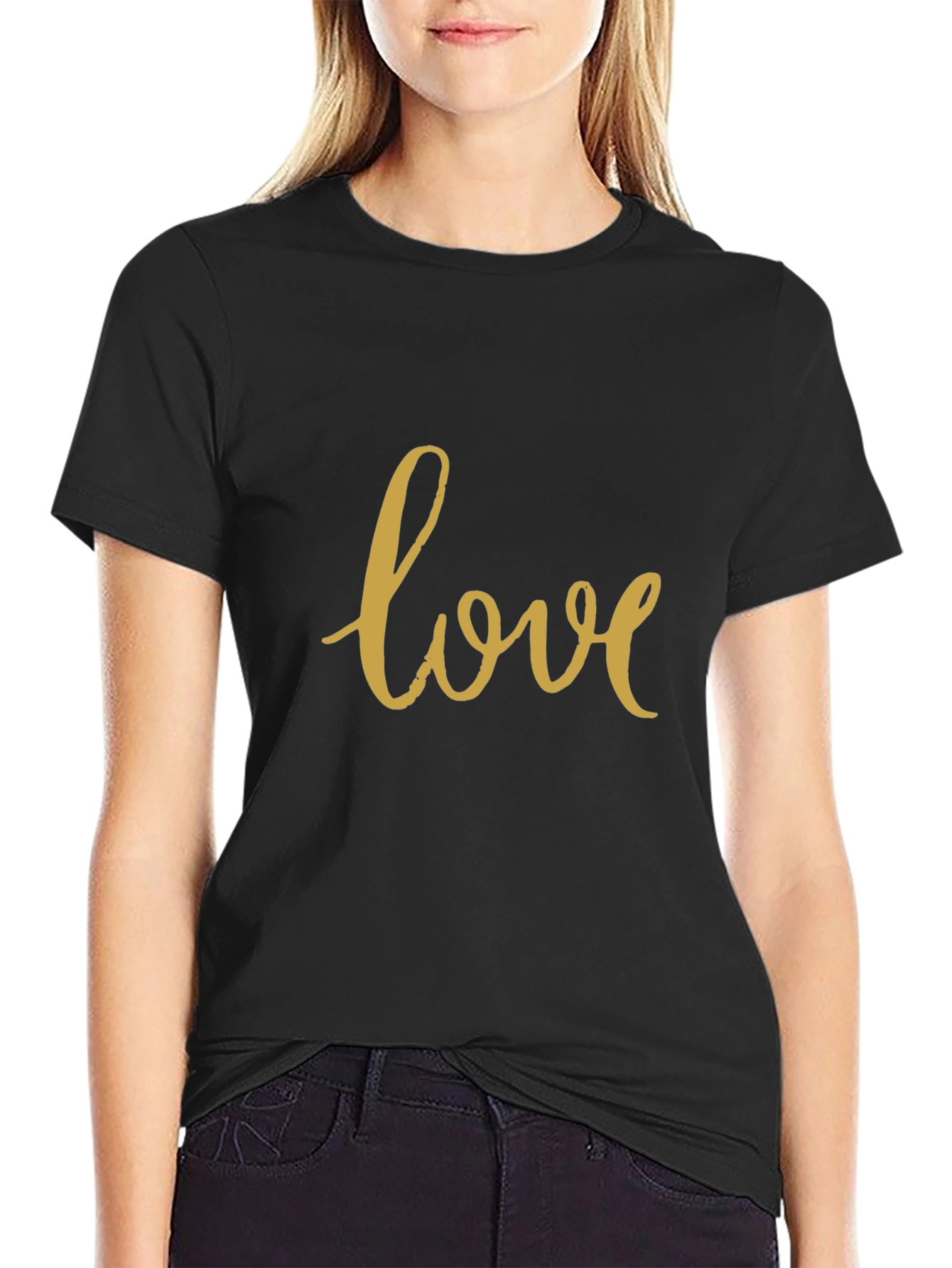 Love Script Black Tee - Stylish Casual Wear