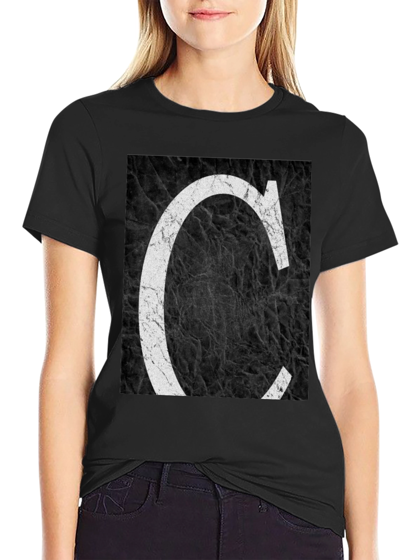 Letter C Graphic Tee - Distressed Print