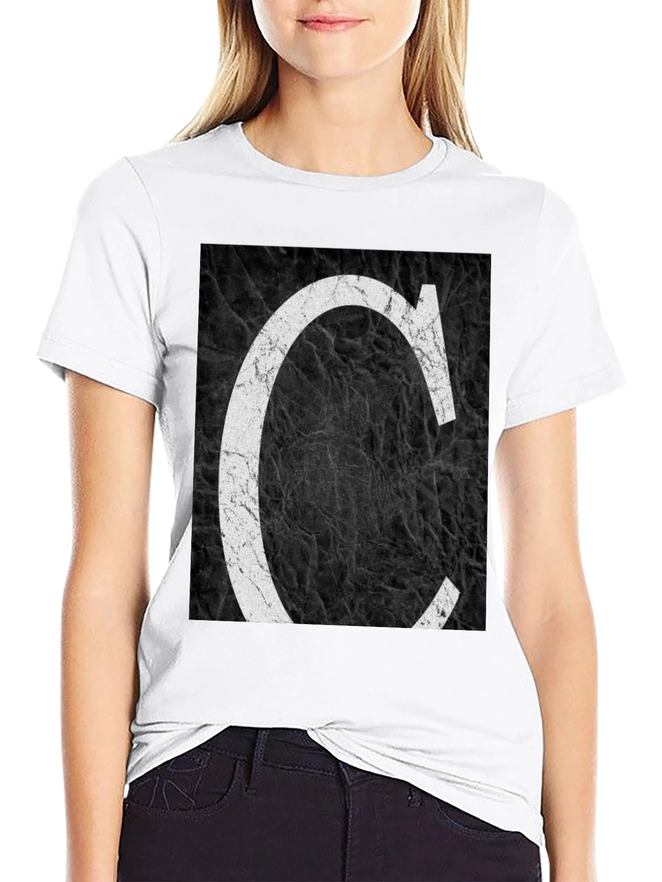 Letter C Graphic Tee - Distressed Print