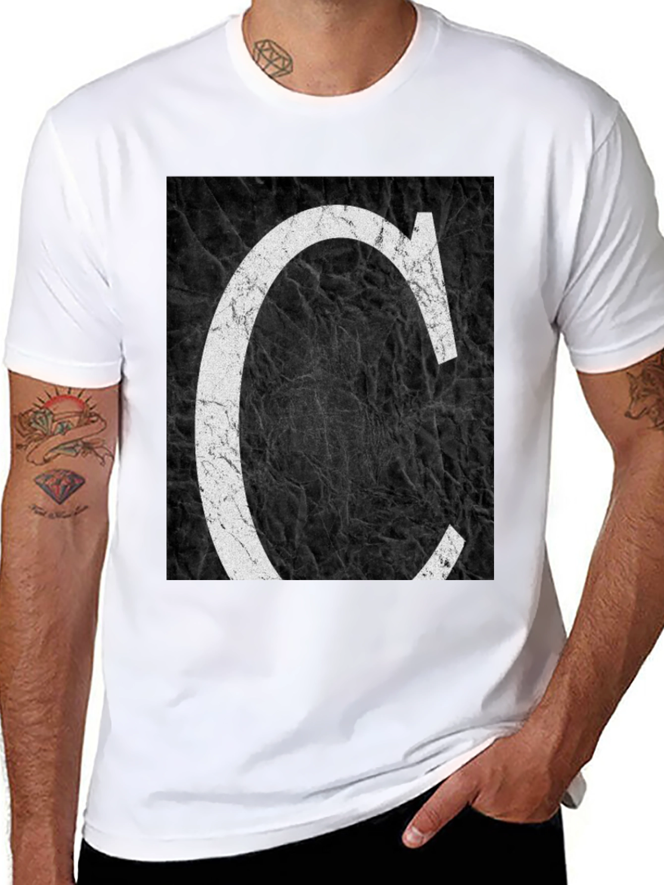 Letter C Graphic Tee - Distressed Print