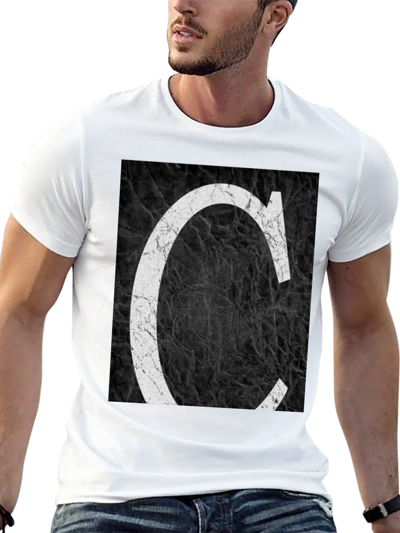 Letter C Graphic Tee - Distressed Print