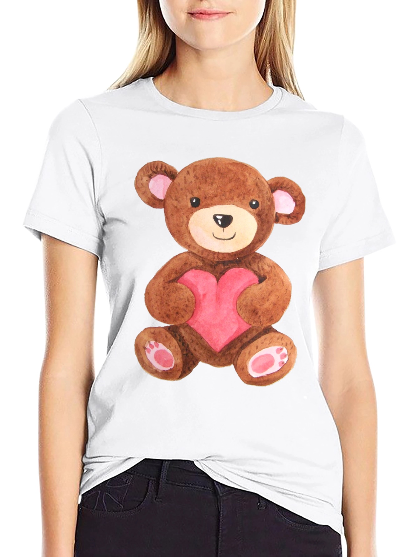 Teddy Bear Heart Graphic Tee - Cute & Comfy