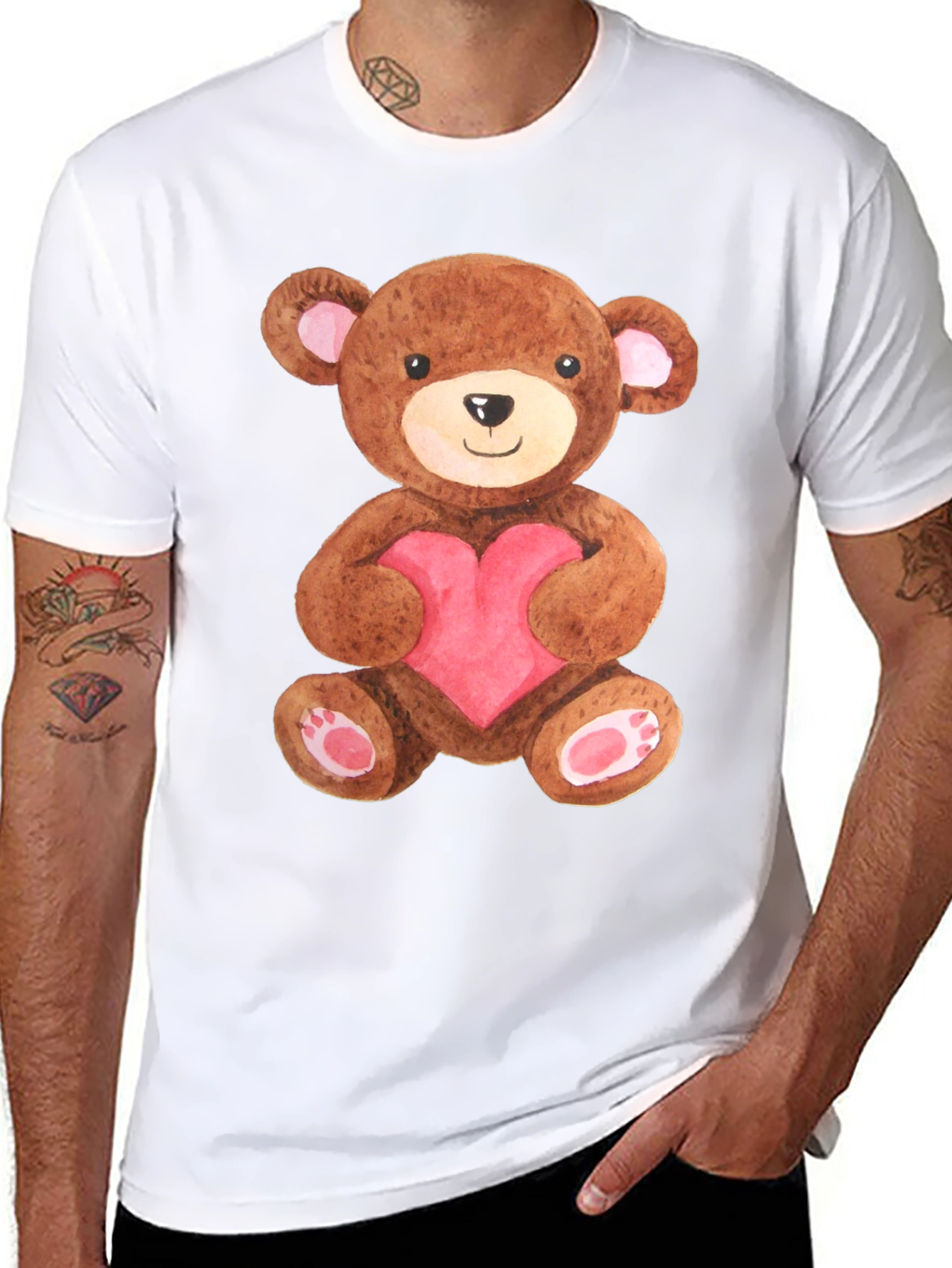 Teddy Bear Heart Graphic Tee - Cute & Comfy