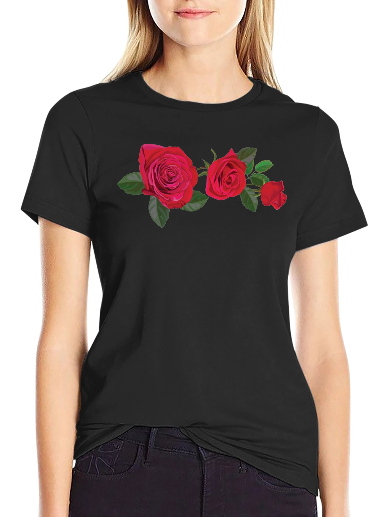 Floral Rose Graphic T-Shirt - Mens Black Tee