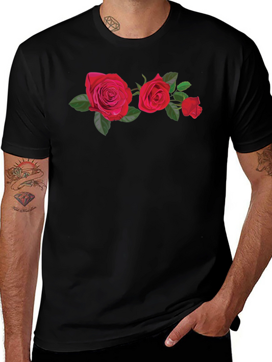 Floral Rose Graphic T-Shirt - Mens Black Tee