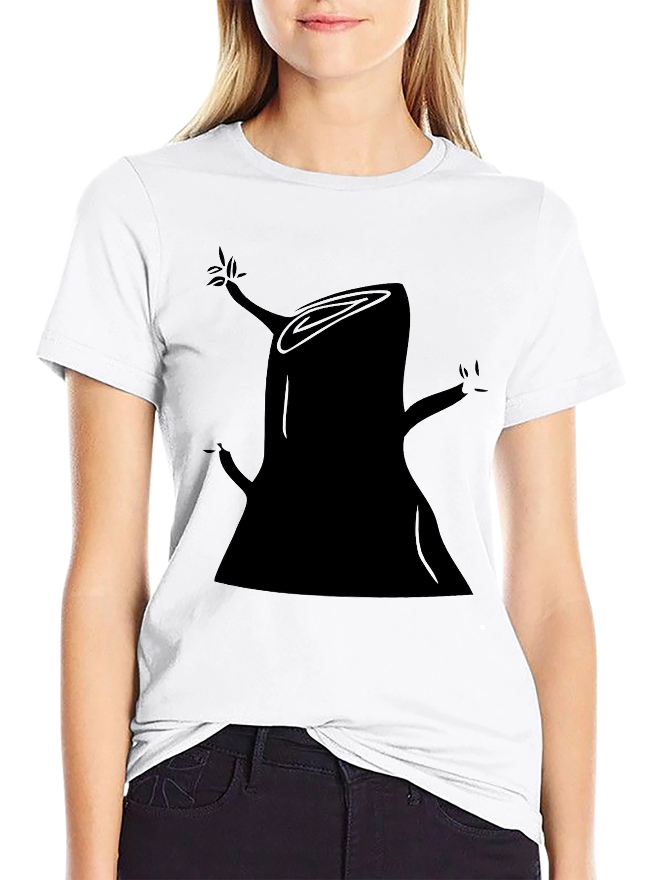 Abstract Tree Stump Graphic Tee - Black
