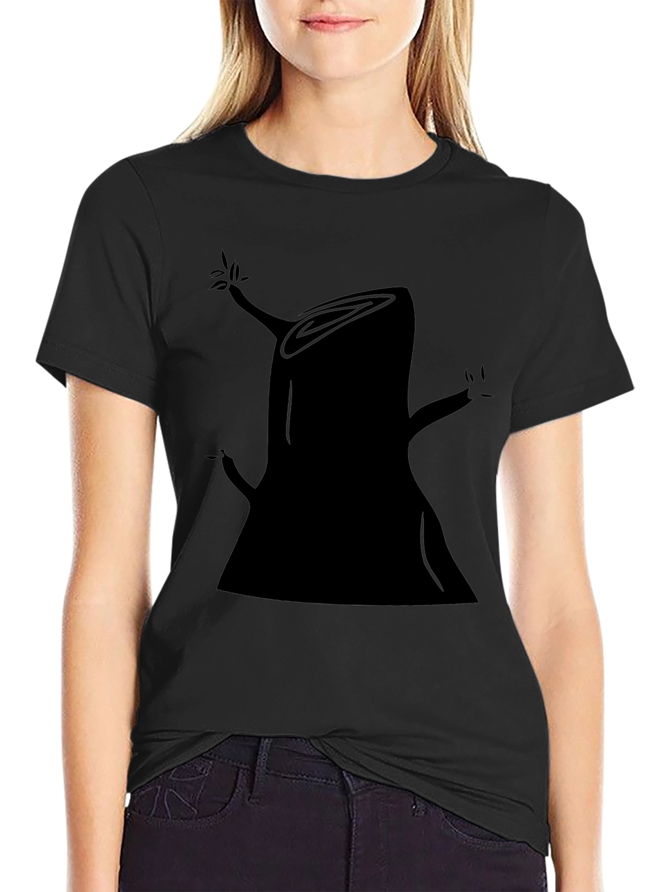 Abstract Tree Stump Graphic Tee - Black