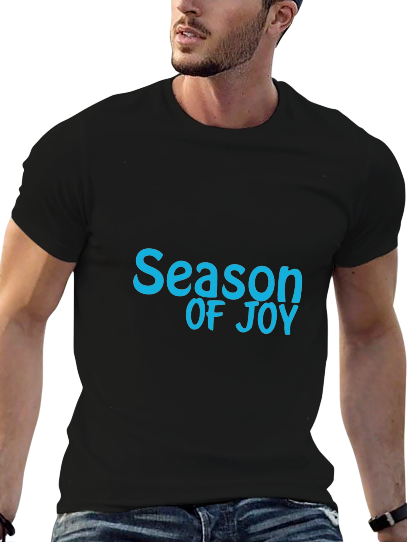 Season of Joy Graphic Tee - Soft Black Cotton