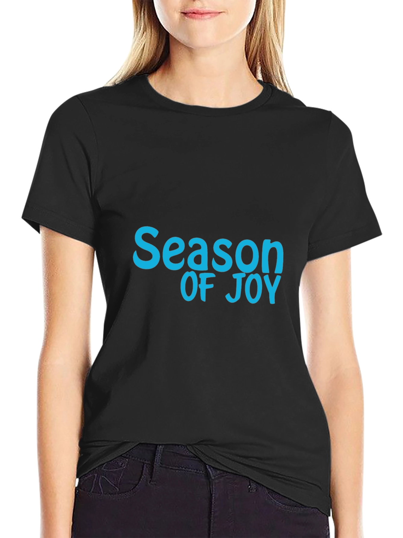 Season of Joy Graphic Tee - Soft Black Cotton