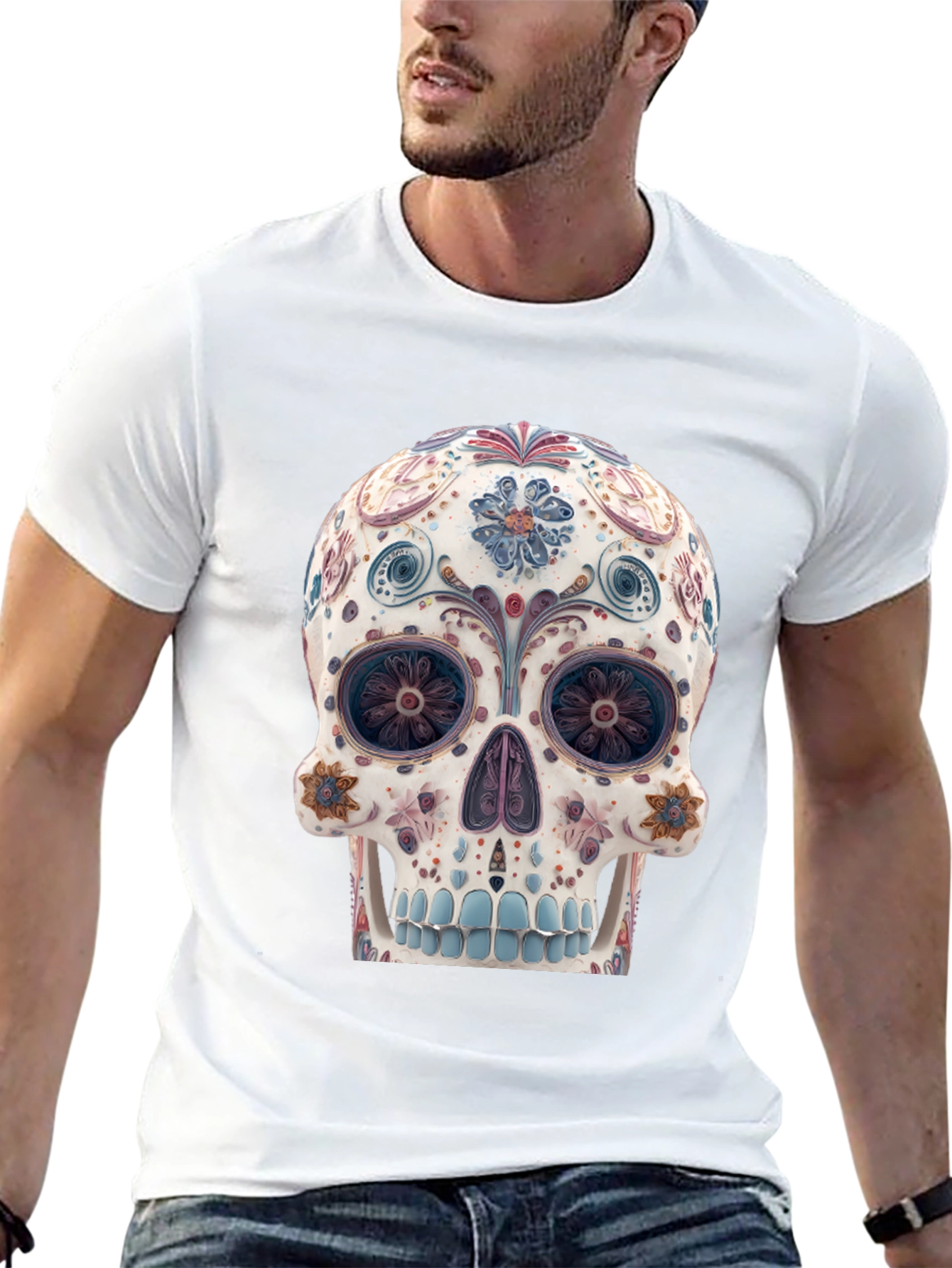 Floral Sugar Skull Graphic Tee