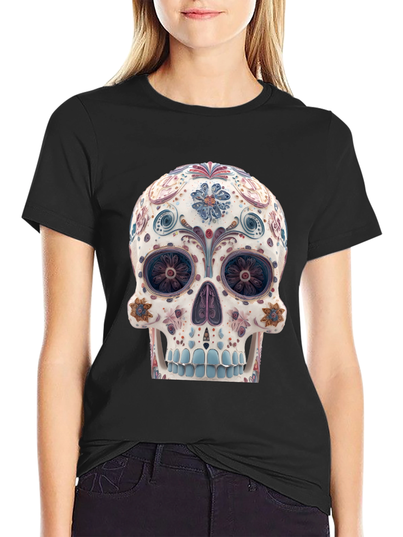 Floral Sugar Skull Graphic Tee