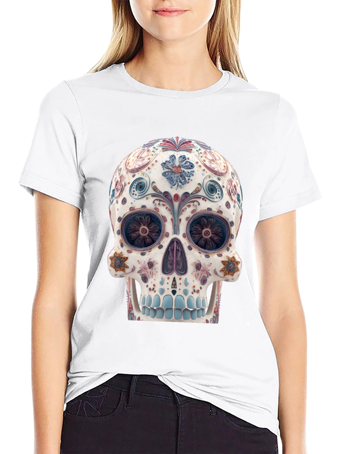 Floral Sugar Skull Graphic Tee