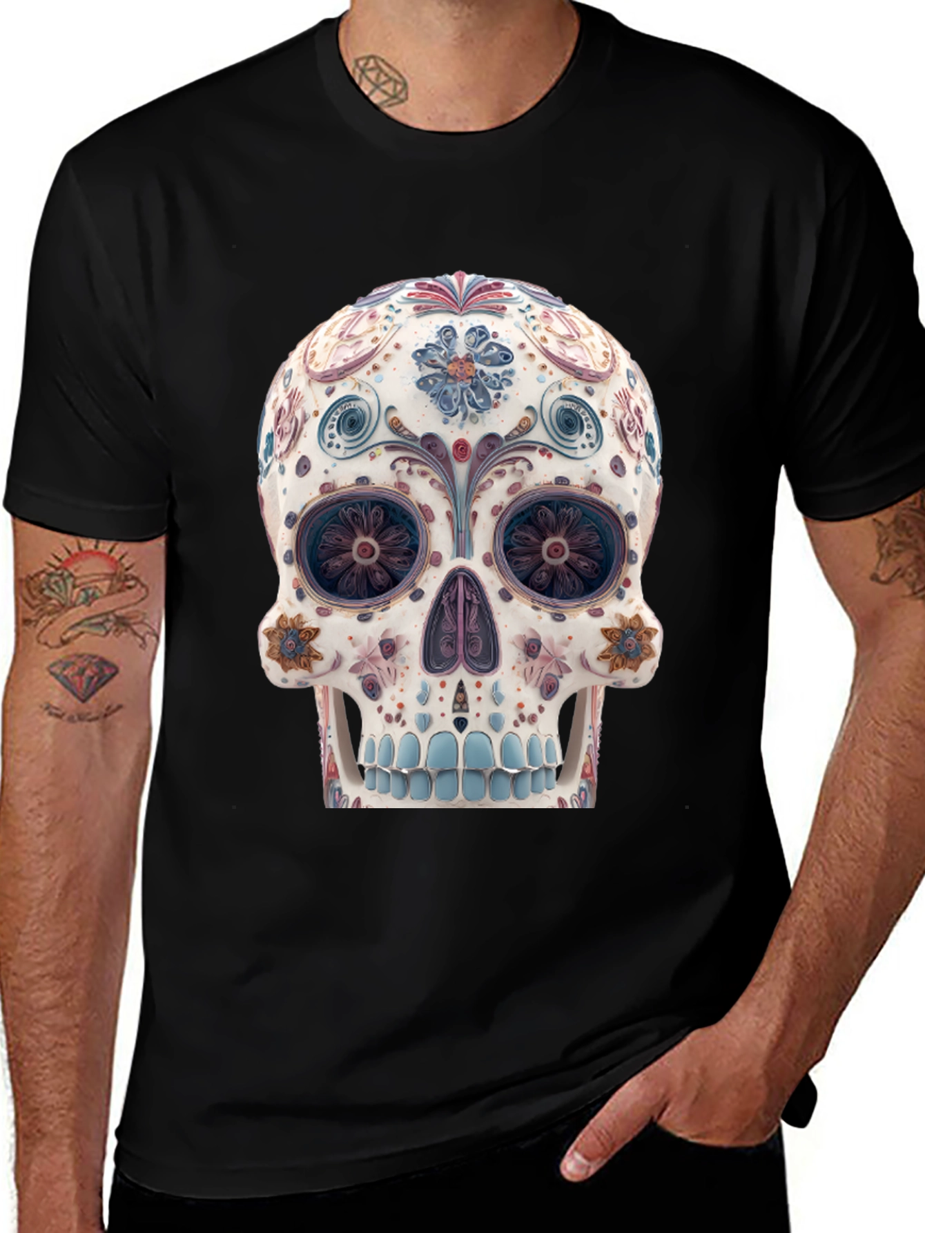 Floral Sugar Skull Graphic Tee