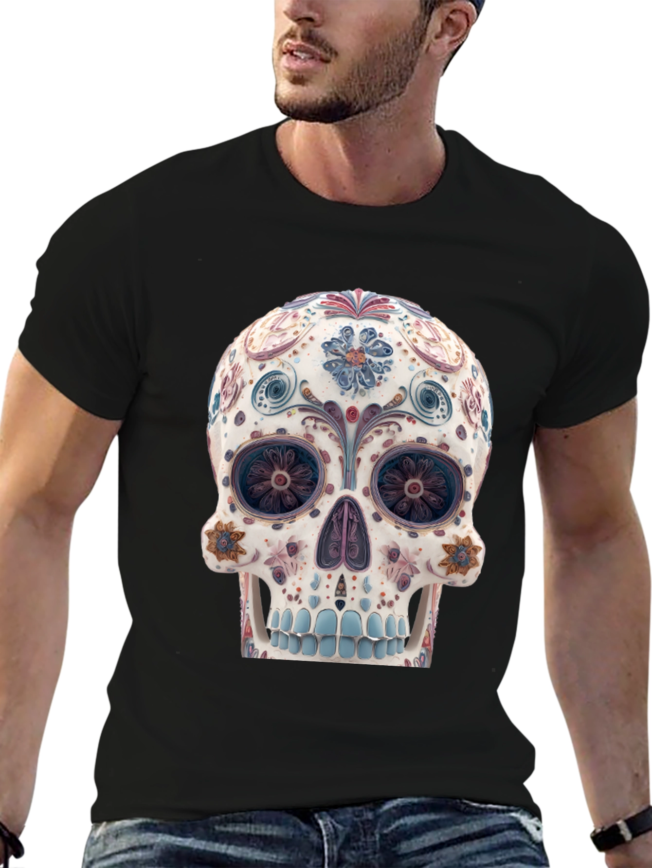Floral Sugar Skull Graphic Tee