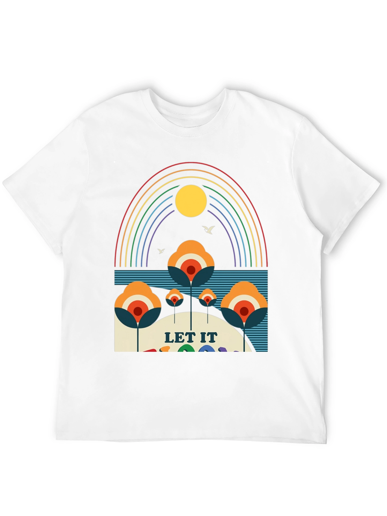 Retro Let It Be Rainbow Graphic Tee