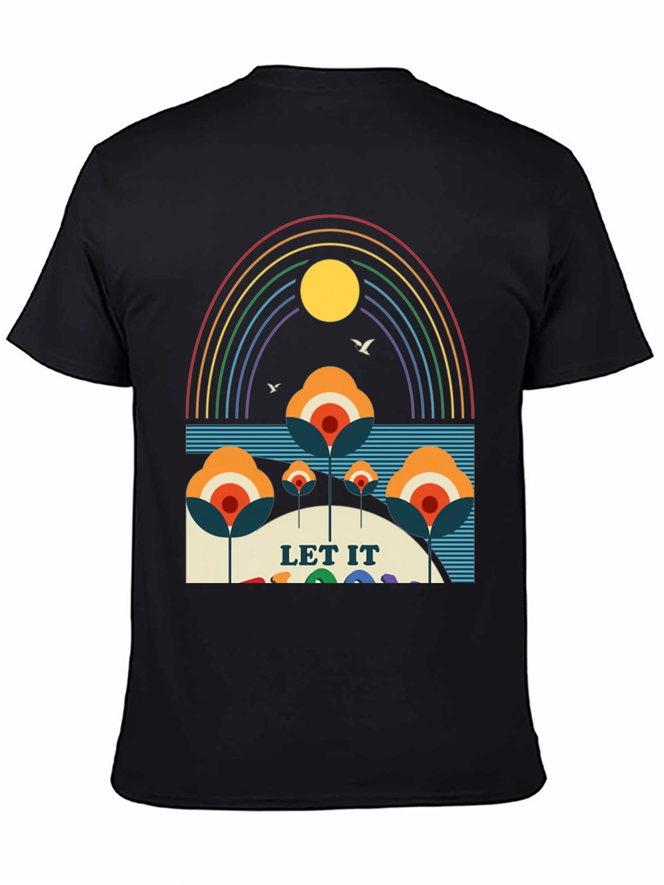 Retro Let It Be Rainbow Graphic Tee