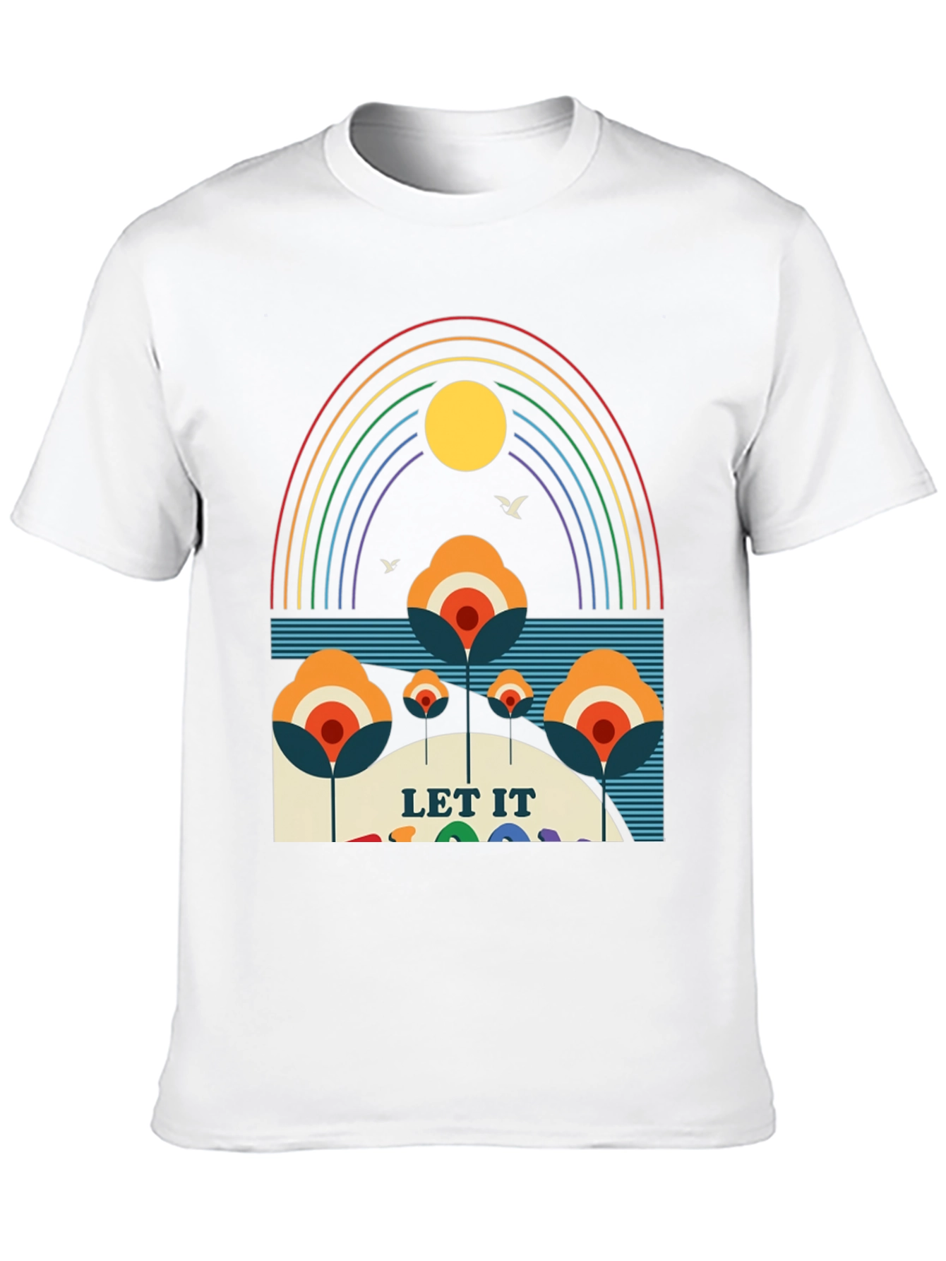 Retro Let It Be Rainbow Graphic Tee