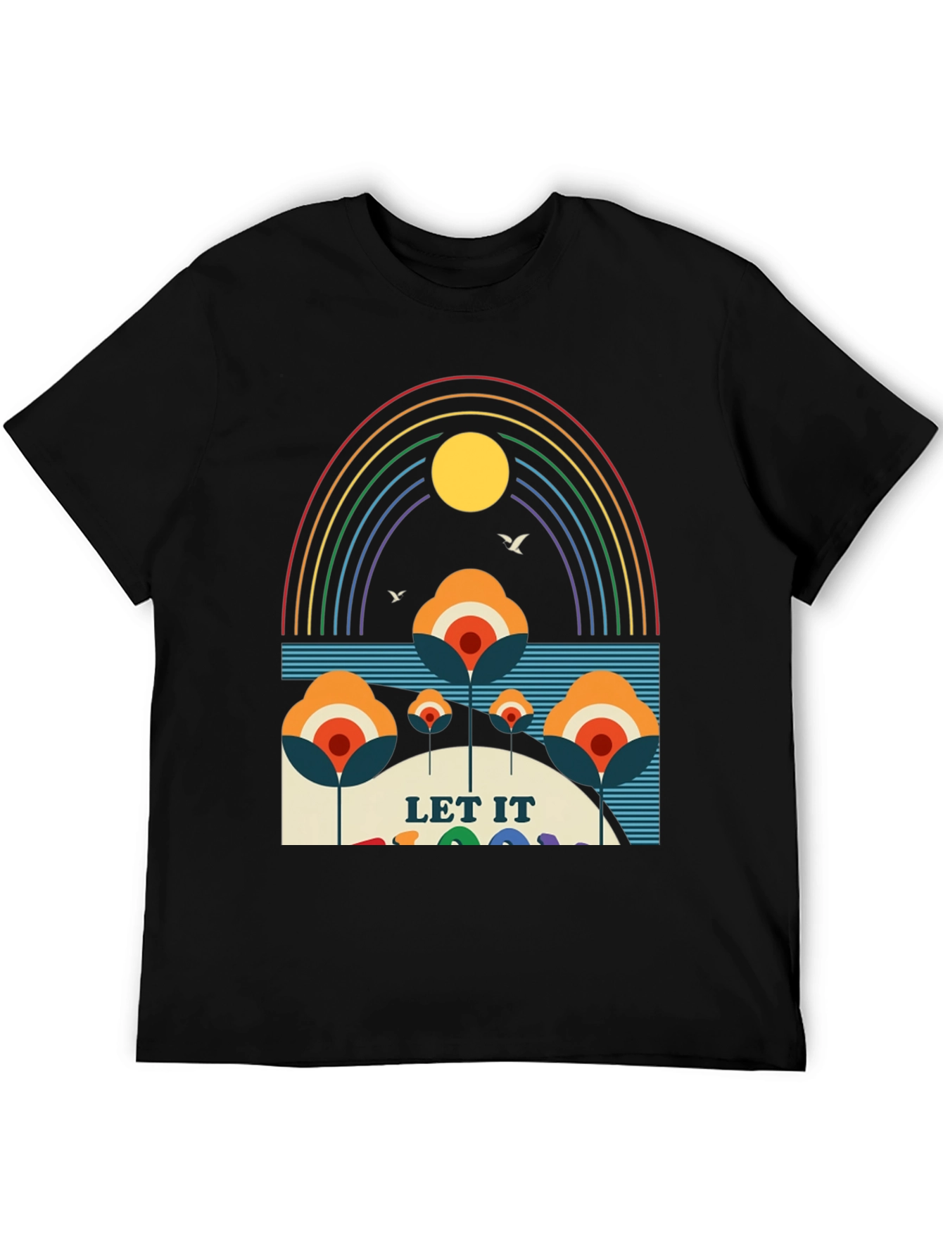 Retro Let It Be Rainbow Graphic Tee