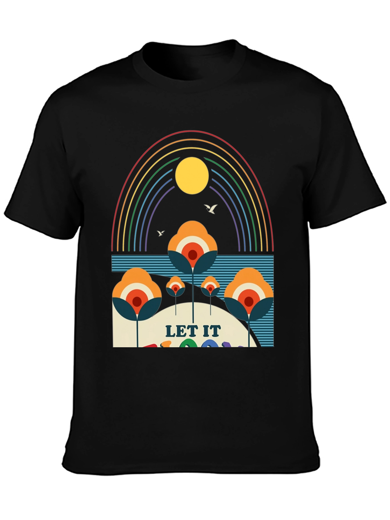 Retro Let It Be Rainbow Graphic Tee
