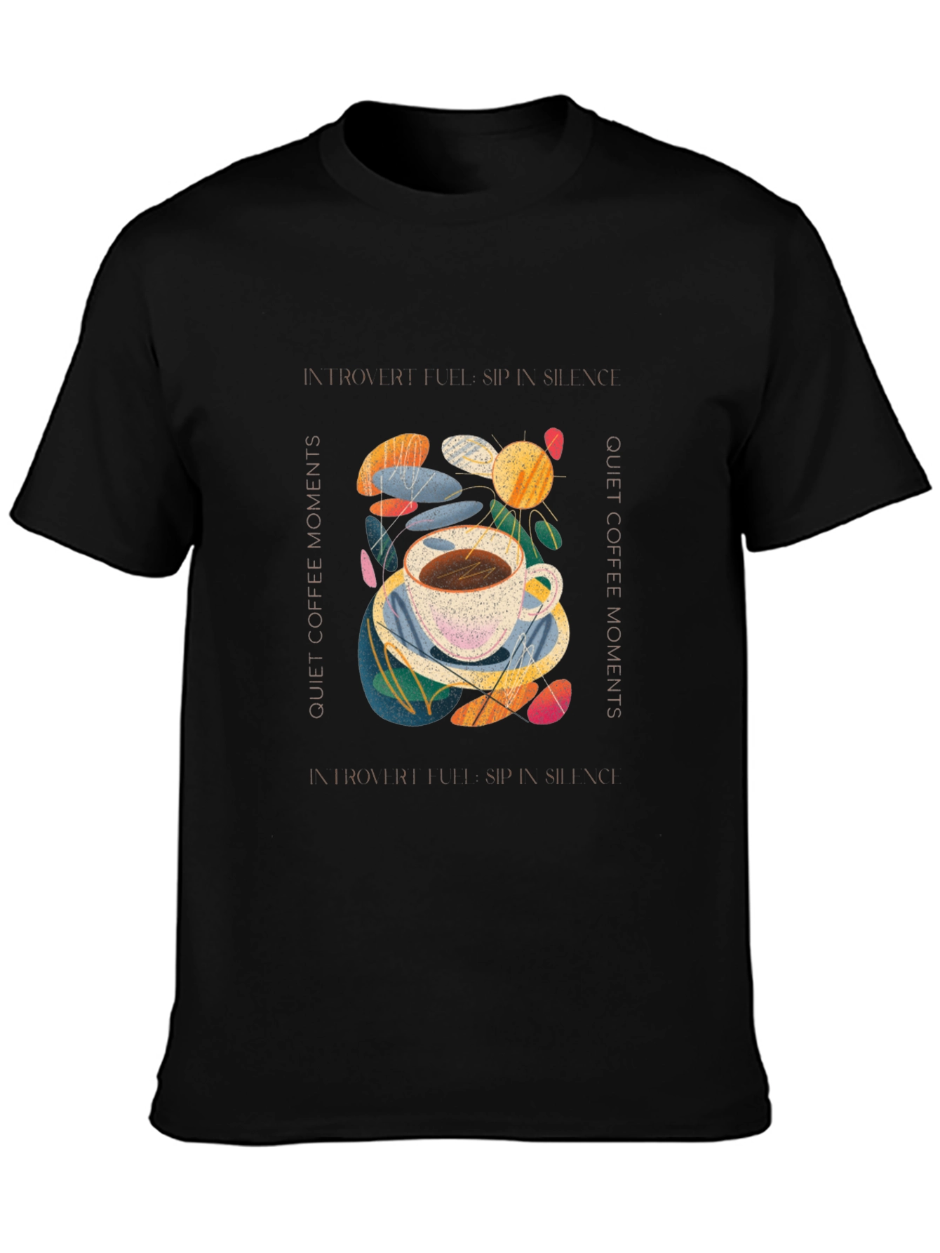 Introvert Coffee Moments Graphic Tee - Unisex Black T-Shirt