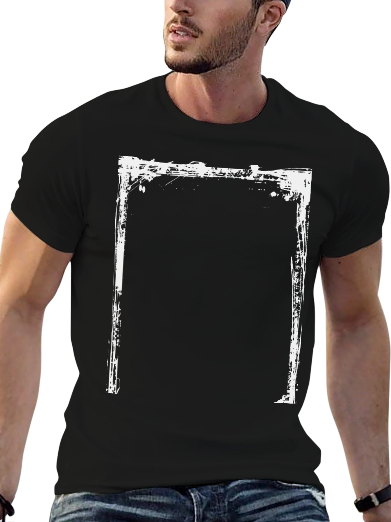 Grunge Frame Graphic Tee - Black Casual Shirt