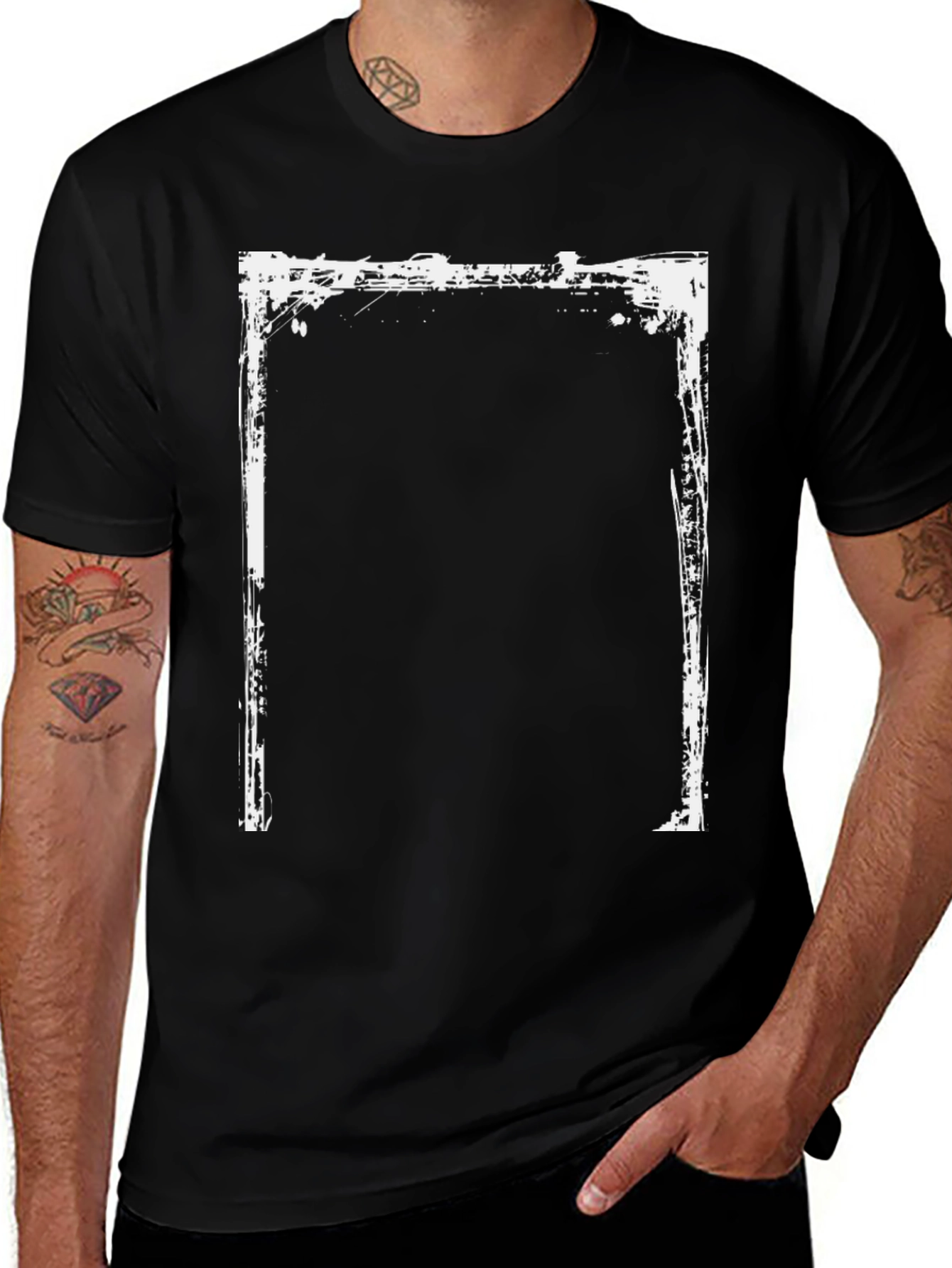 Grunge Frame Graphic Tee - Black Casual Shirt