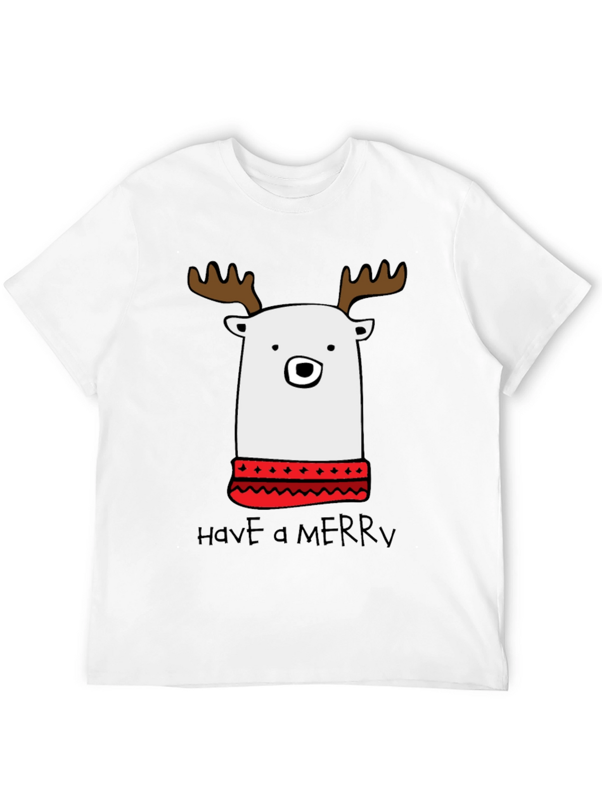 Festive Reindeer Bear T-Shirt - Merry Christmas Holiday Tee