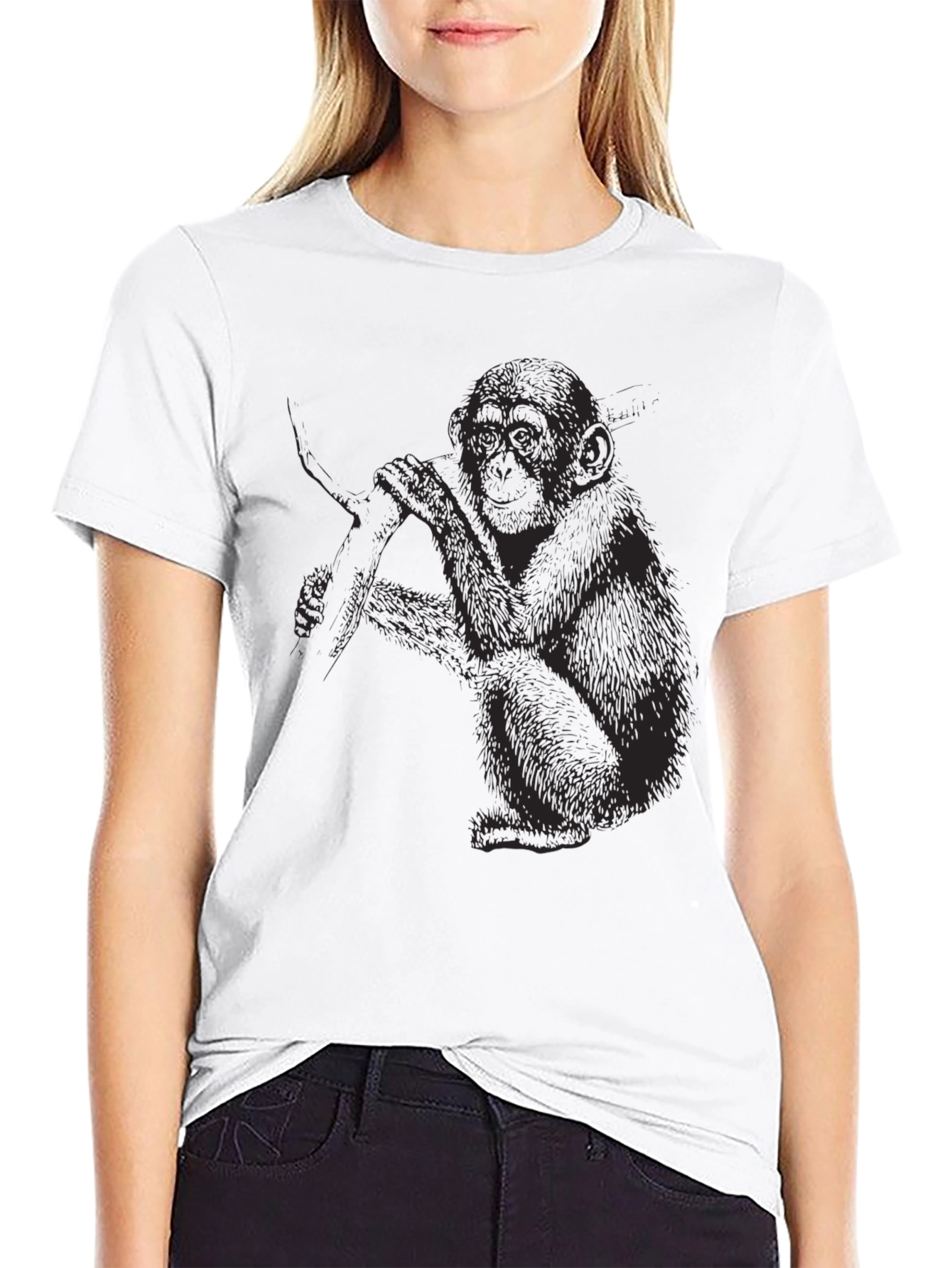 Monkey Graphic Print Black T-Shirt