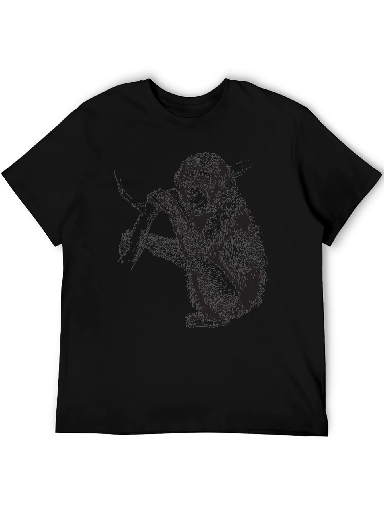 Monkey Graphic Print Black T-Shirt