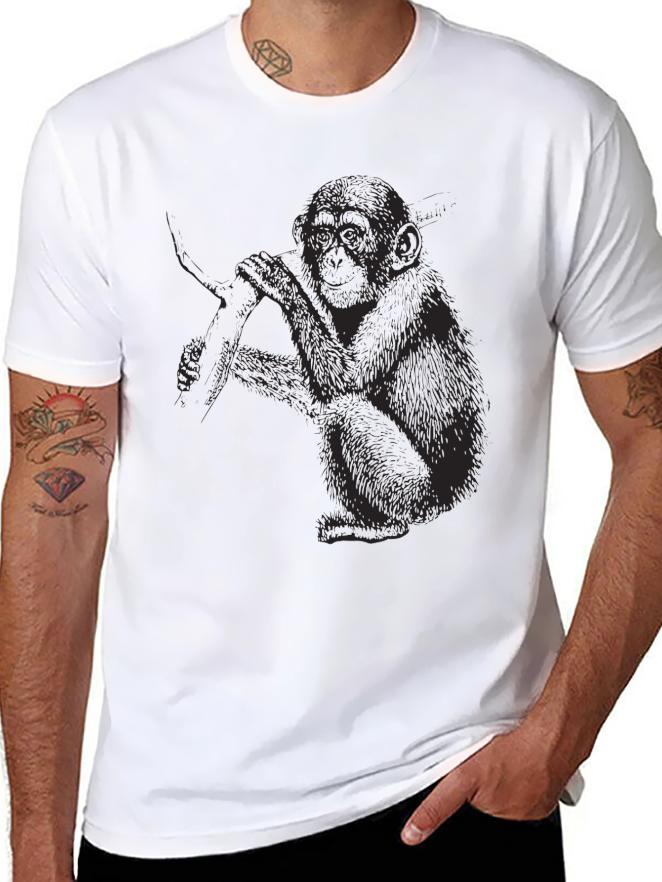 Monkey Graphic Print Black T-Shirt