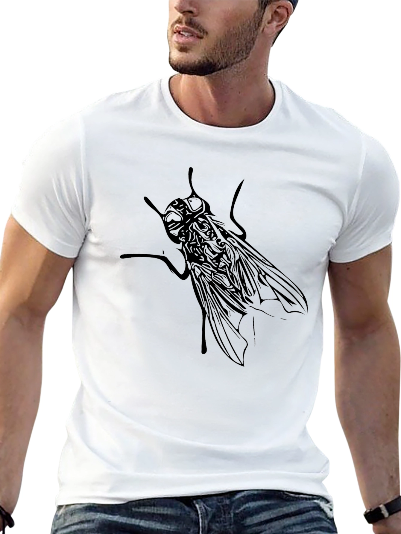 Black Fly Graphic Tee - Cool Insect Design