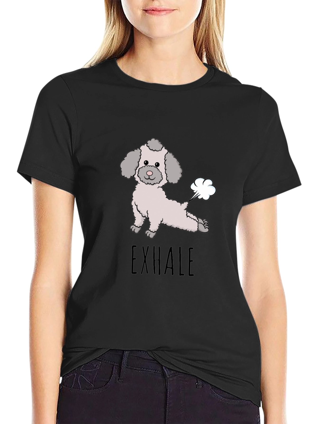 Exhale Dog Yoga Funny Graphic Tee