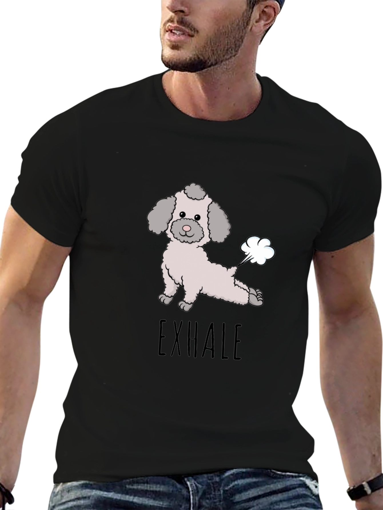 Exhale Dog Yoga Funny Graphic Tee