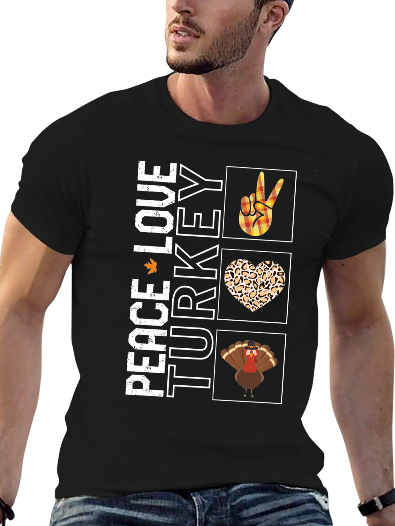 Peace Love Turkey T-Shirt Funny Thanksgiving Tee