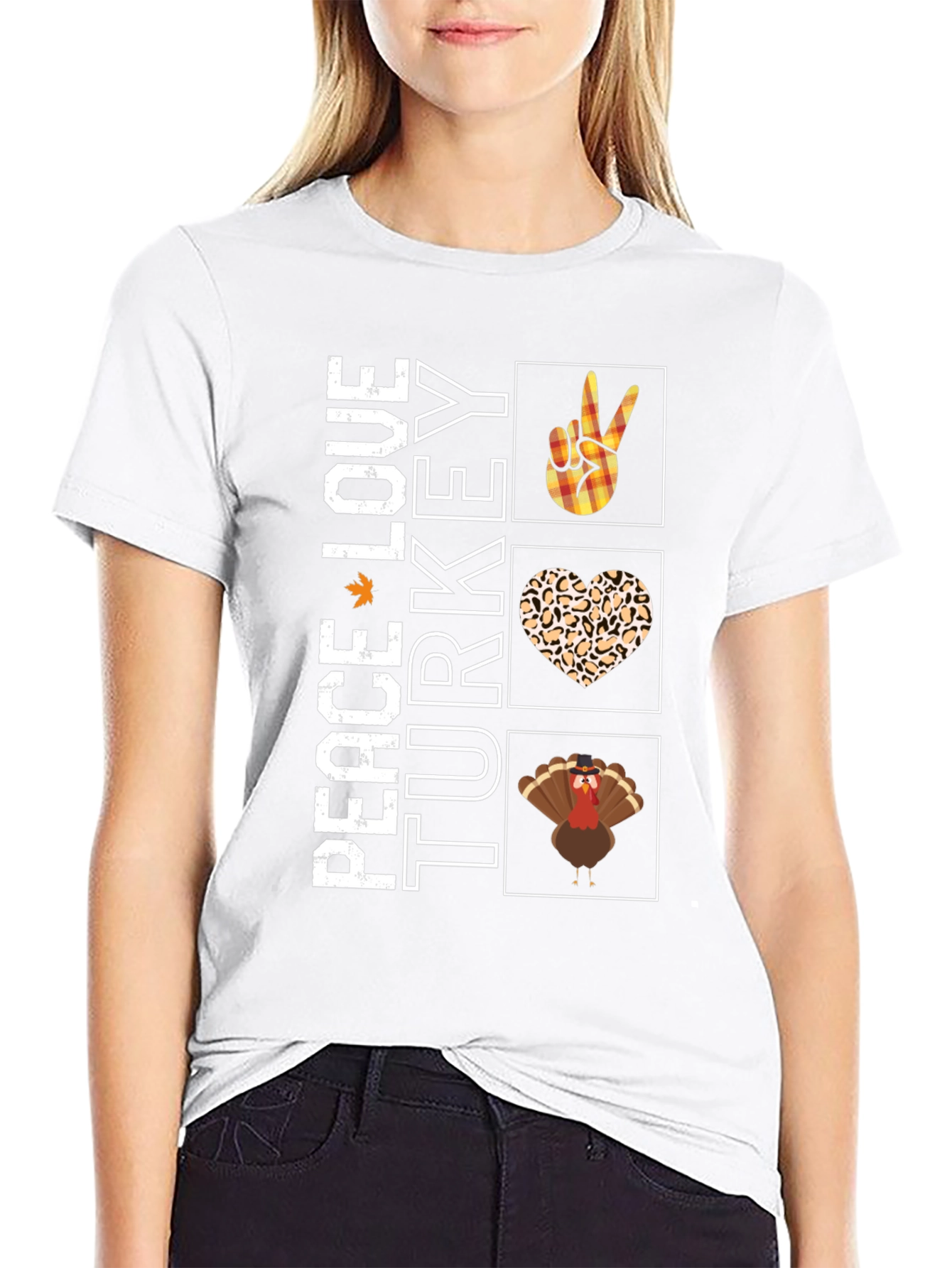 Peace Love Turkey T-Shirt Funny Thanksgiving Tee
