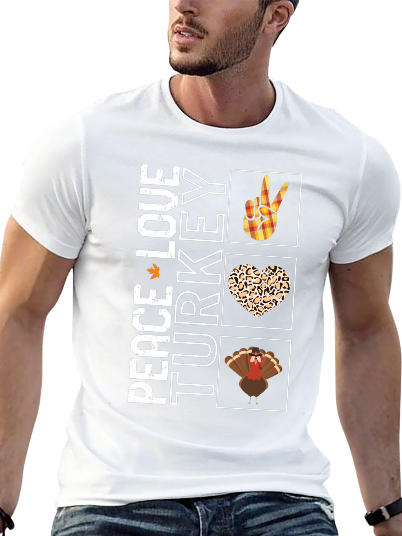 Peace Love Turkey T-Shirt Funny Thanksgiving Tee