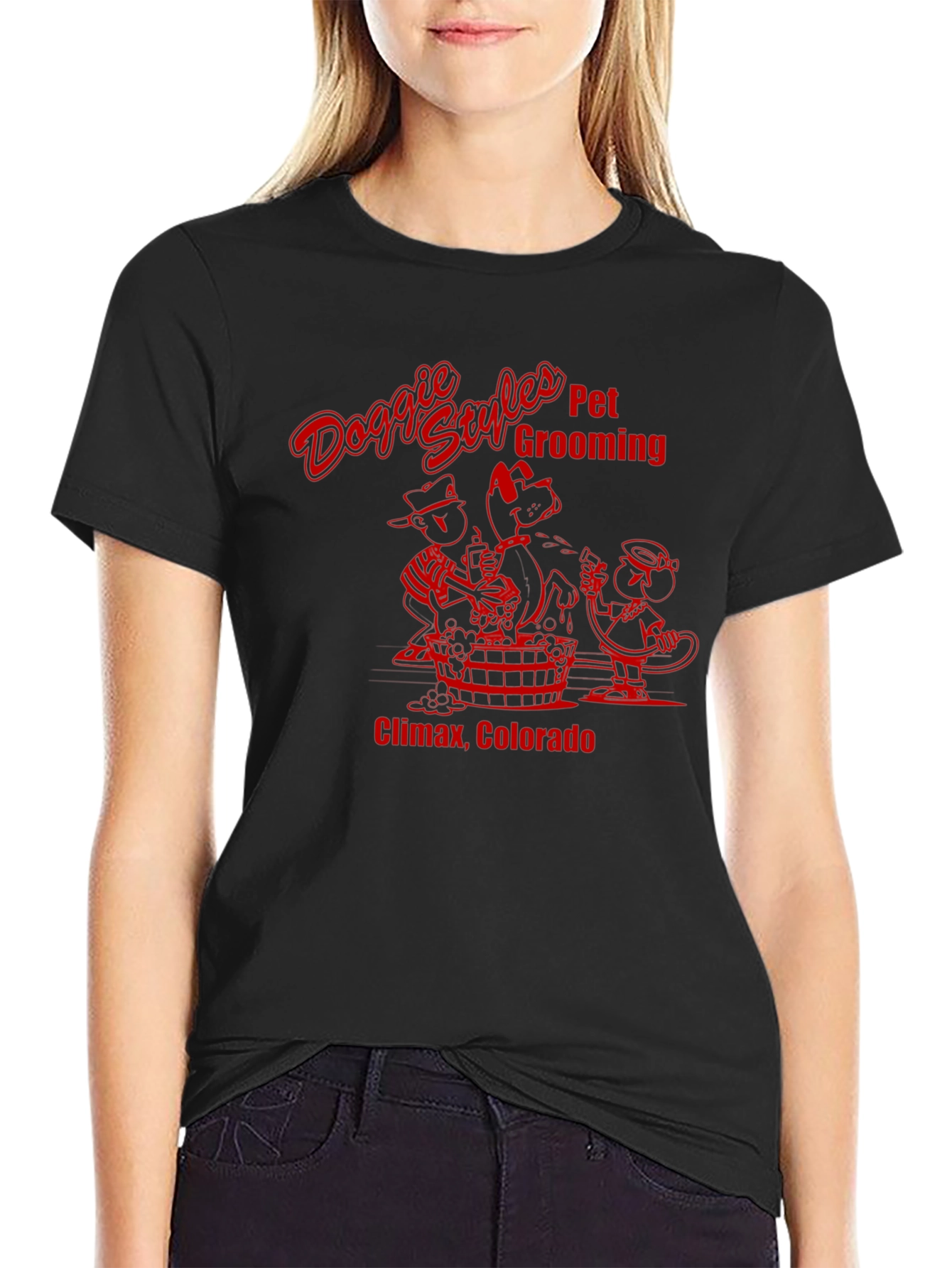 Doggie Styles Pet Grooming Black T-Shirt