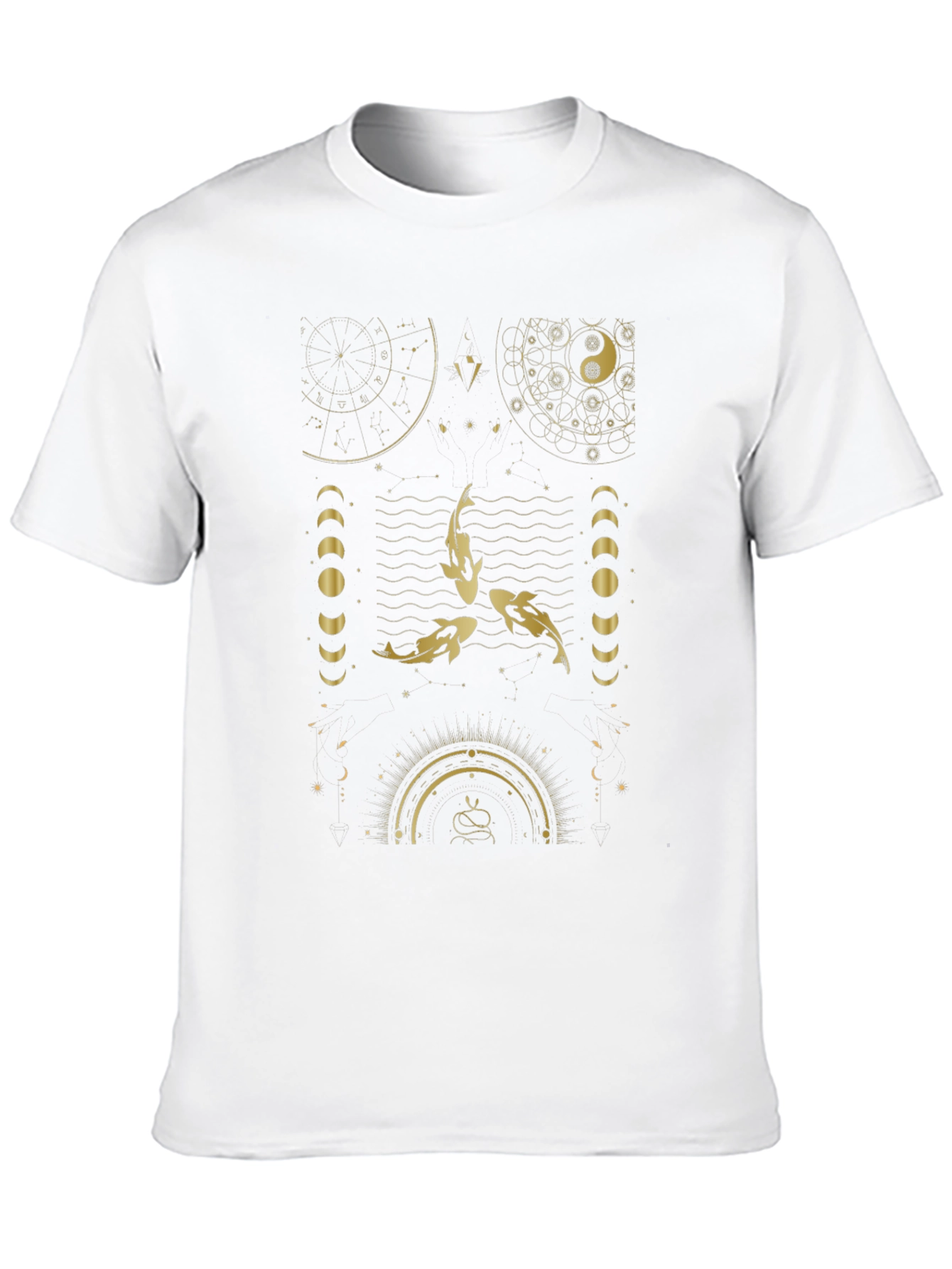 Celestial Koi Fish Graphic Black T-Shirt