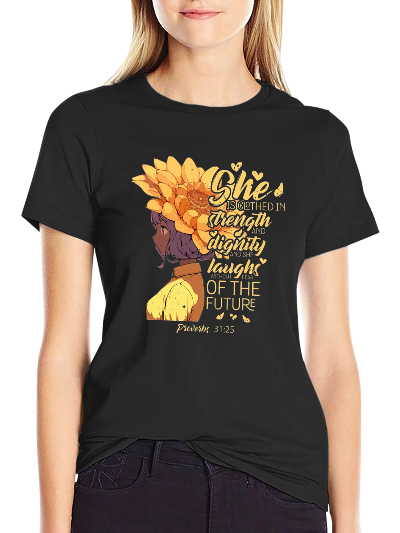 Inspirational Womans T-Shirt - She is Clothed in Strength