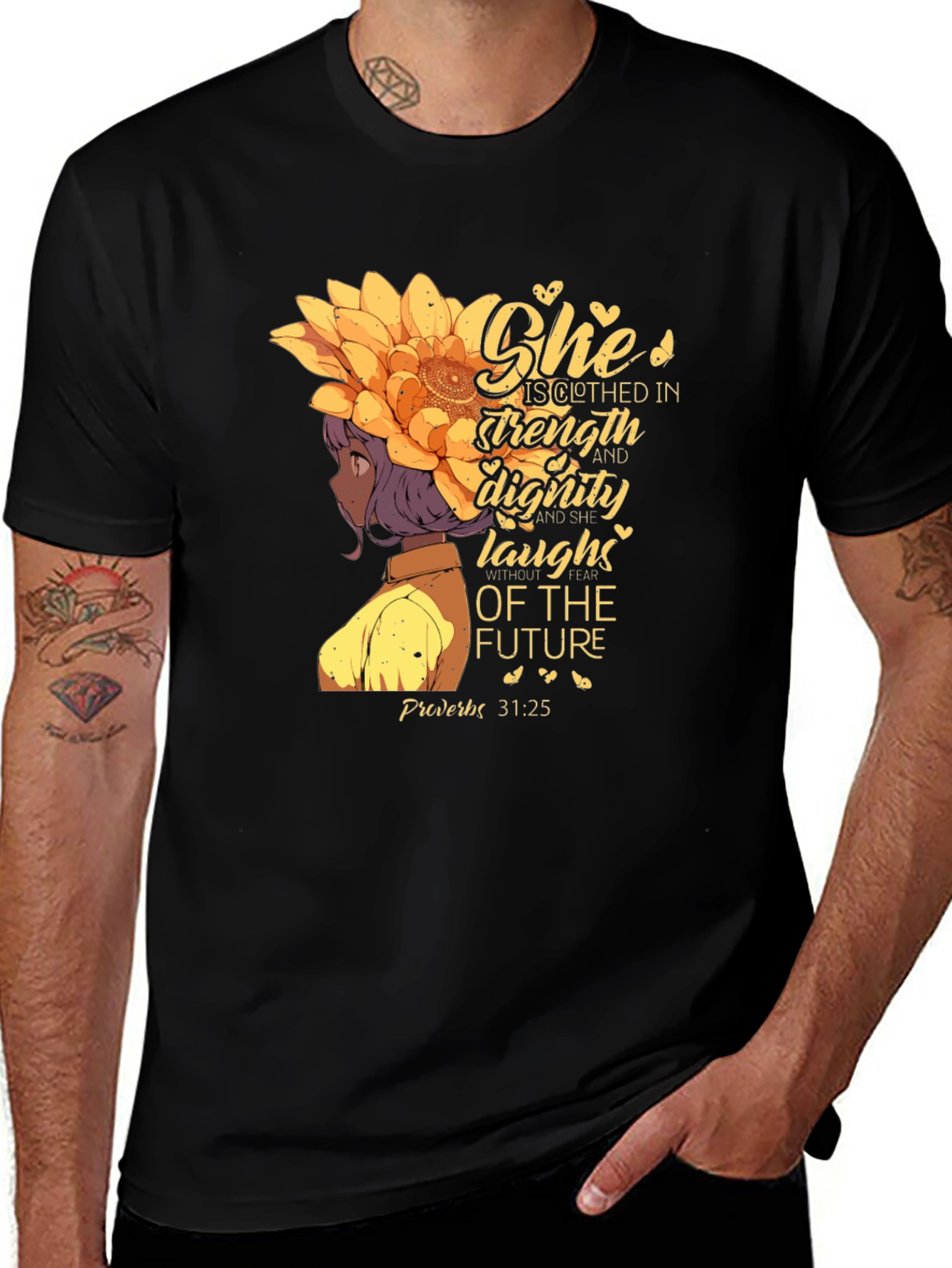 Inspirational Womans T-Shirt - She is Clothed in Strength