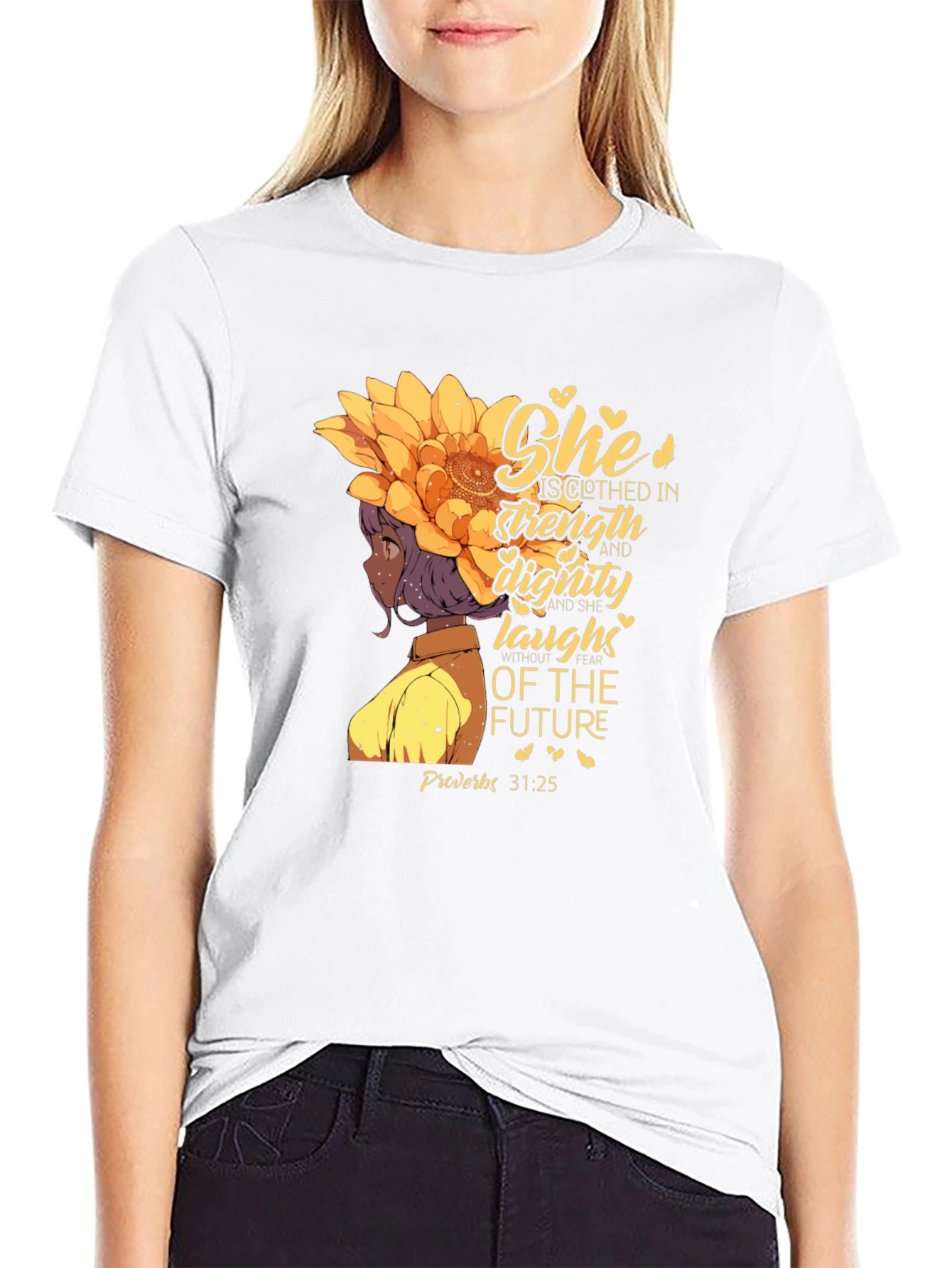 Inspirational Womans T-Shirt - She is Clothed in Strength