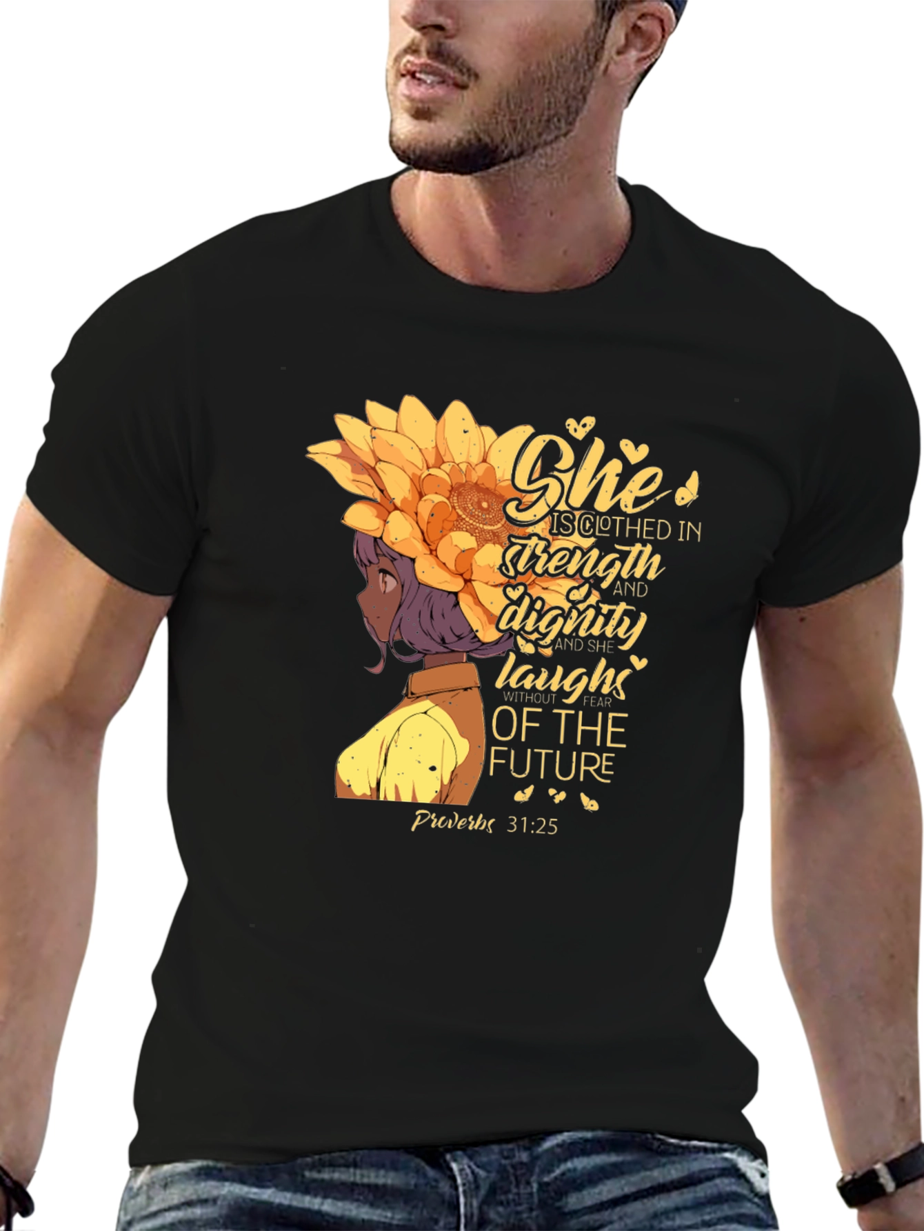 Inspirational Womans T-Shirt - She is Clothed in Strength