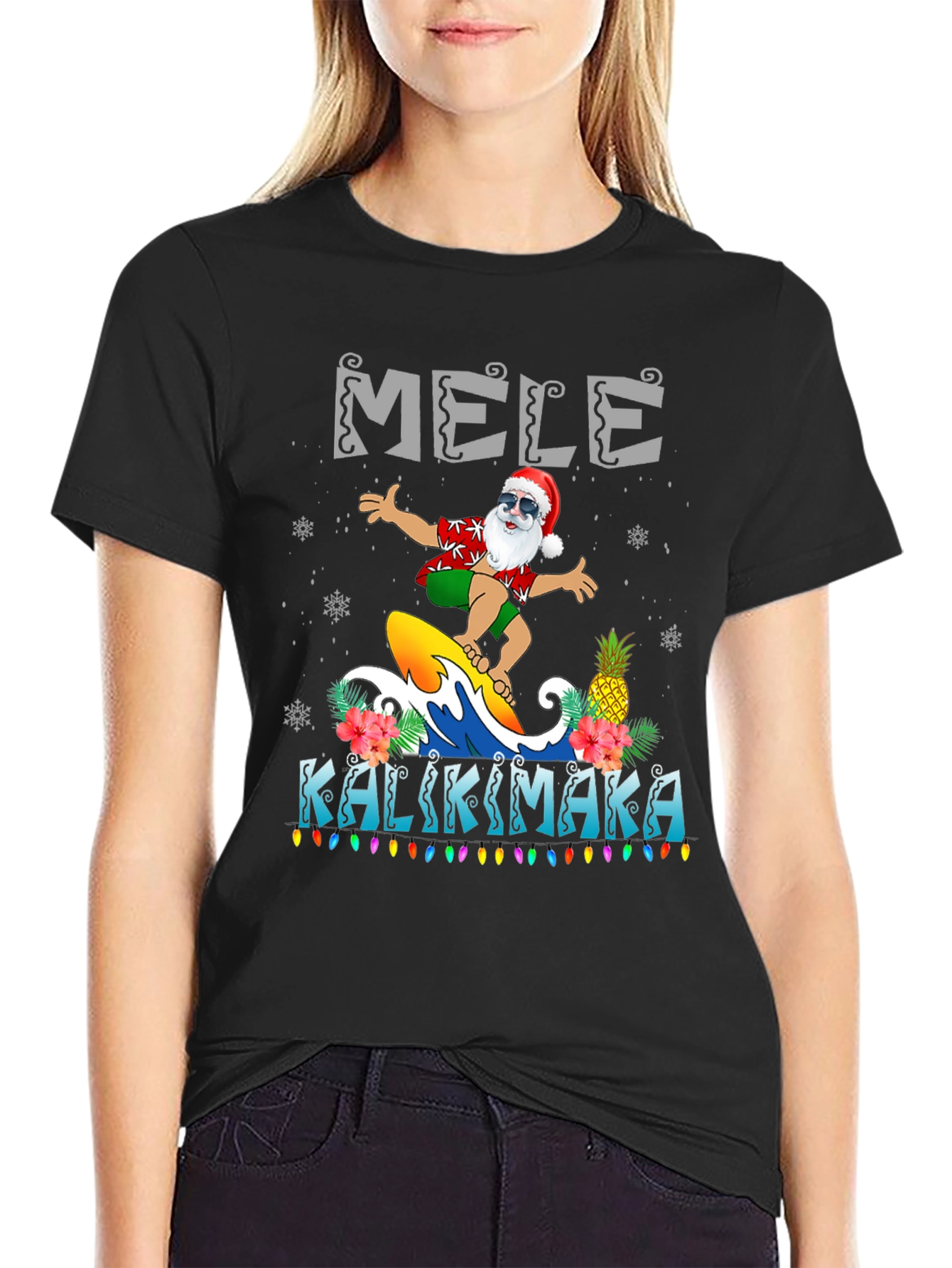 Mele Kalikimaka Surfing Santa T-Shirt