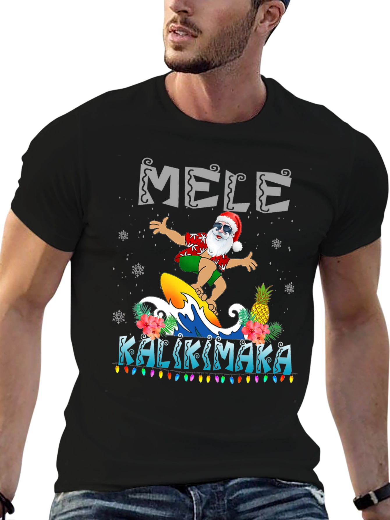 Mele Kalikimaka Surfing Santa T-Shirt