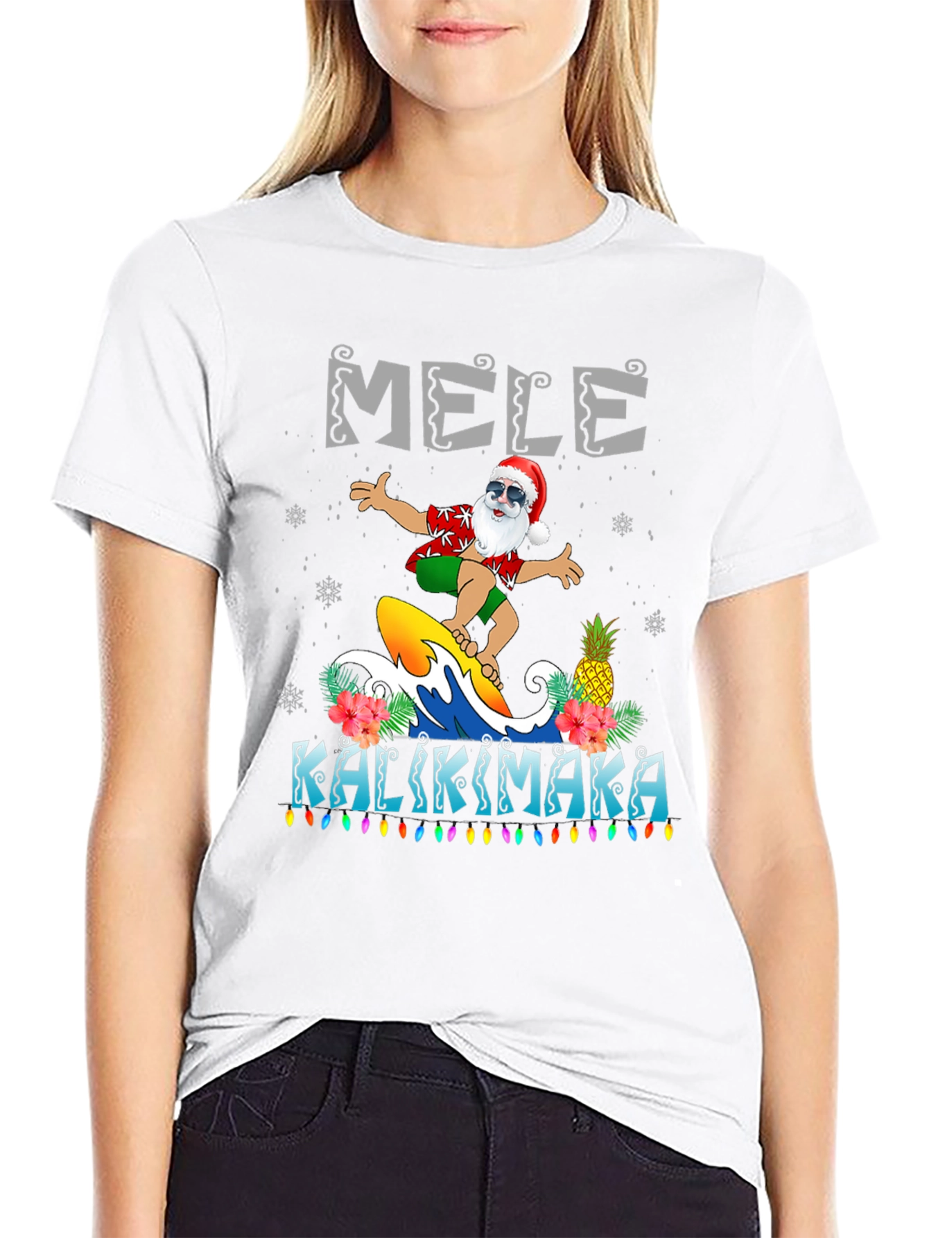 Mele Kalikimaka Surfing Santa T-Shirt