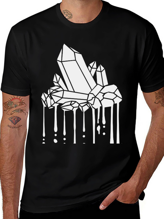 Crystals Dripping Graphic Tee - Black Cotton Blend