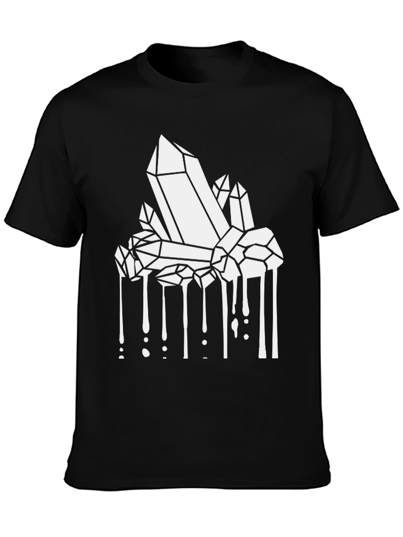 Crystals Dripping Graphic Tee - Black Cotton Blend